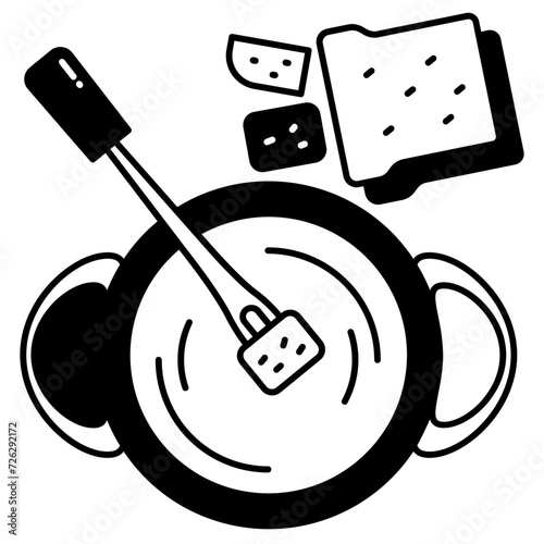 Cheese Fondue glyph and line vector illustration