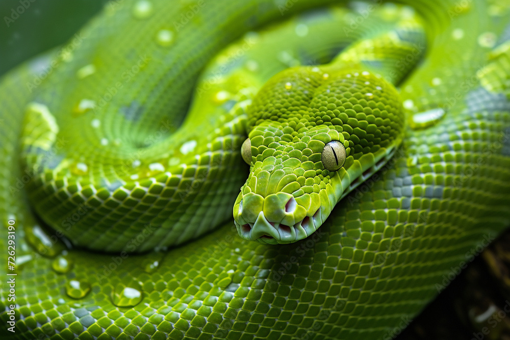 Close up of the green python Close up of the green python
