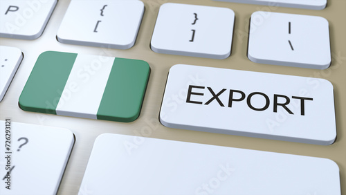 Nigeria Export 3D Illustration. Country Flag and Button