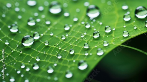 Fresh lush dewy green leaves, natural green plant background wallpaper close up view, botanical environment.