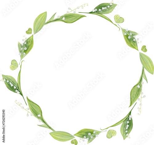 Watercolor Frame Of Watercolor Lily Of The Valley