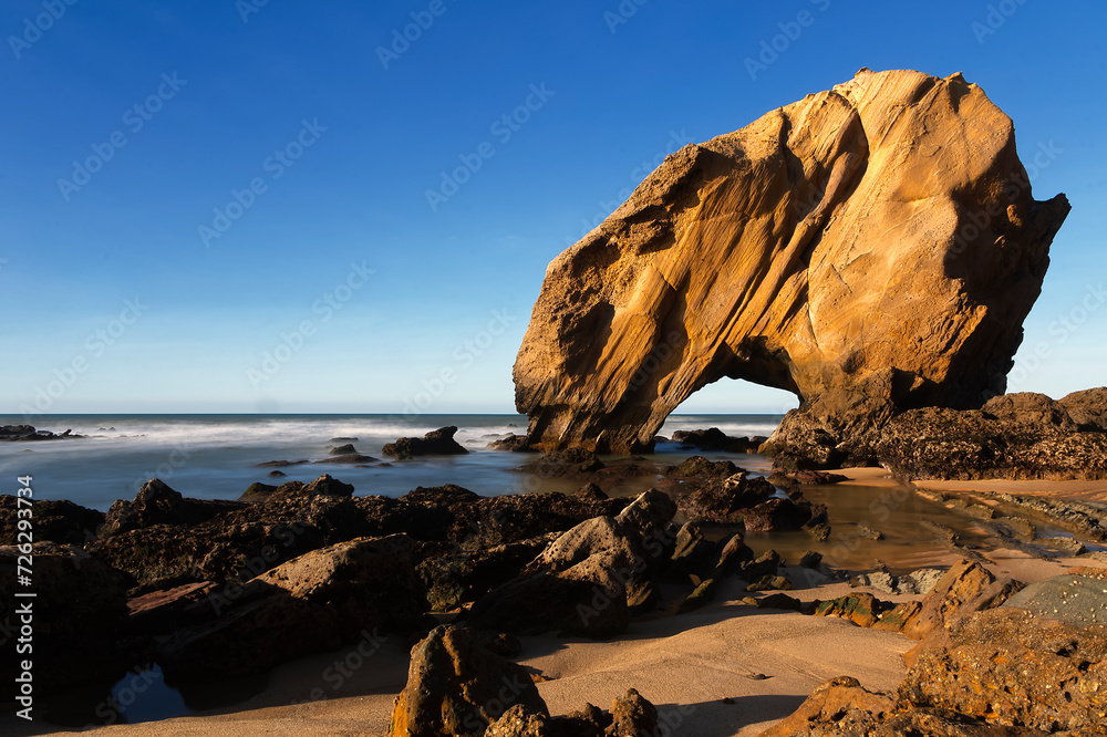 View of a rock formation on a beach