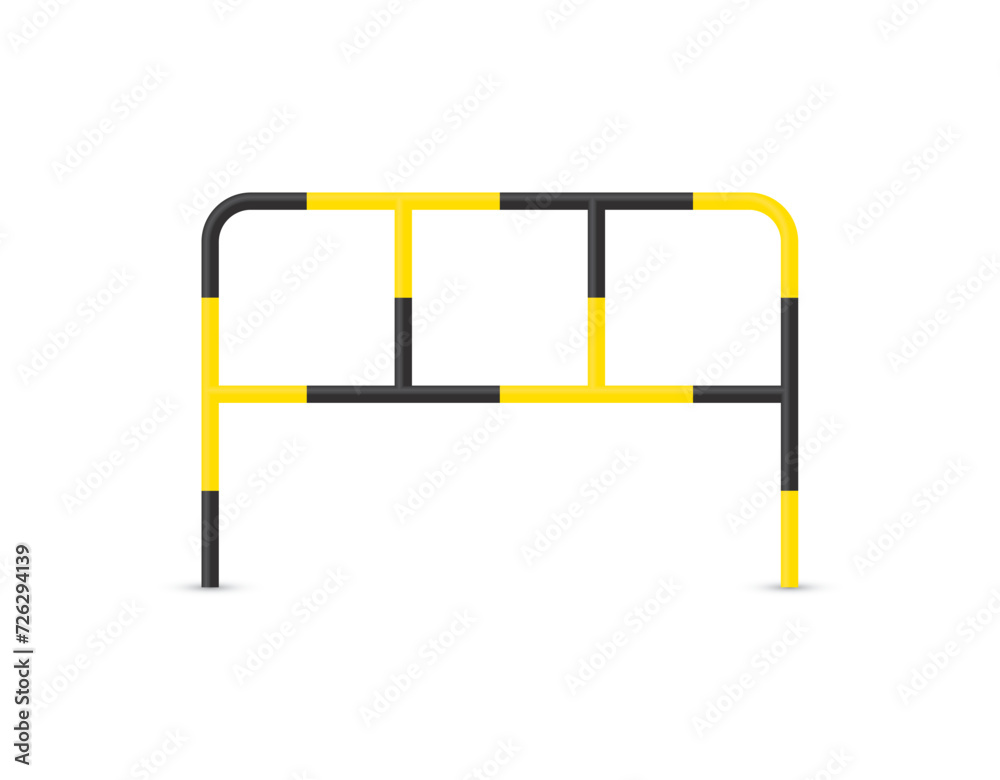 Vector safety railing in black and yellow. Isolated on white background Vector safety railing in black and yellow. Isolated on white background
