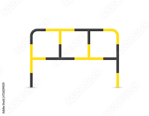 Vector safety railing in black and yellow. Isolated on white background