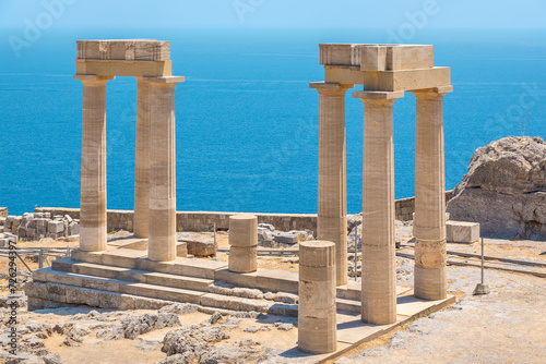 Ruins of Acropolis in Lindos. Rhodes, Greece