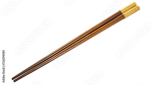 Wooden chopsticks isolated top view on white background photo