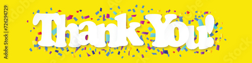 Words thank you in paper style. Volumetric image.
