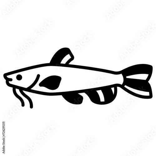 Catfish glyph and line vector illustration
