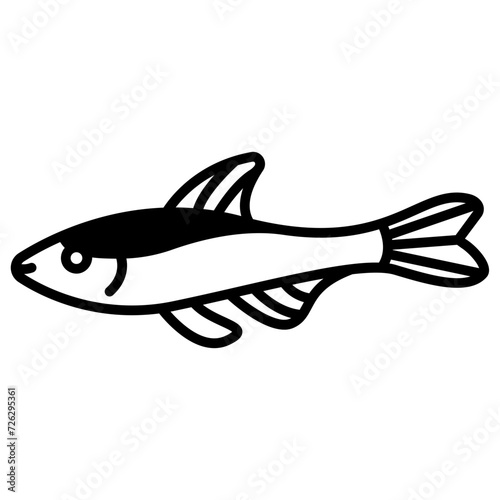 Neon tetra Fish glyph and line vector illustration