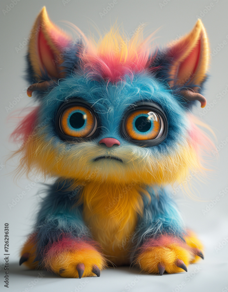Fototapeta premium Colorful furry stuffed plush monster