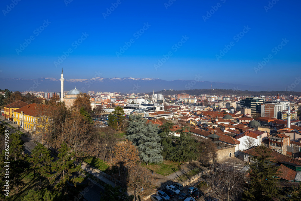 Areal view of downtown of Skopje.