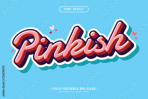 3d editable vector text effect, pinkish sticker style design font effect