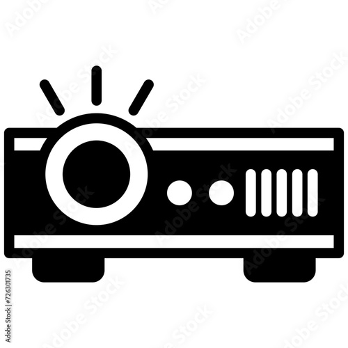Digital projector icon, solid glyph icon vector, black and white glyph icon symbol.