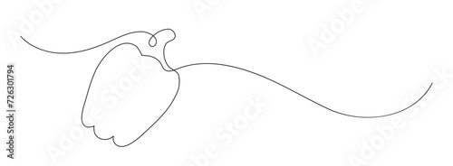 Pepper. Continuous line drawing. Vegetable frame border doodle.  