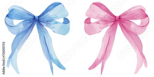 pink bow and blue bow watercolor clipart, watercolor Ribbon Bow Tie Clip Art