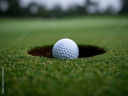 Golf ball on the edge of the golf cup