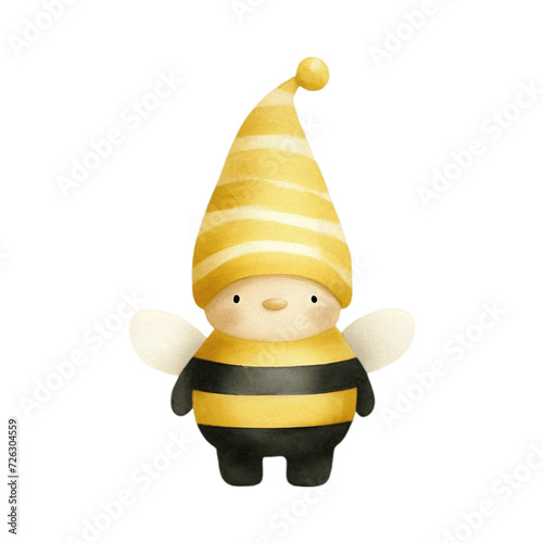 watercolor bee gnome white background