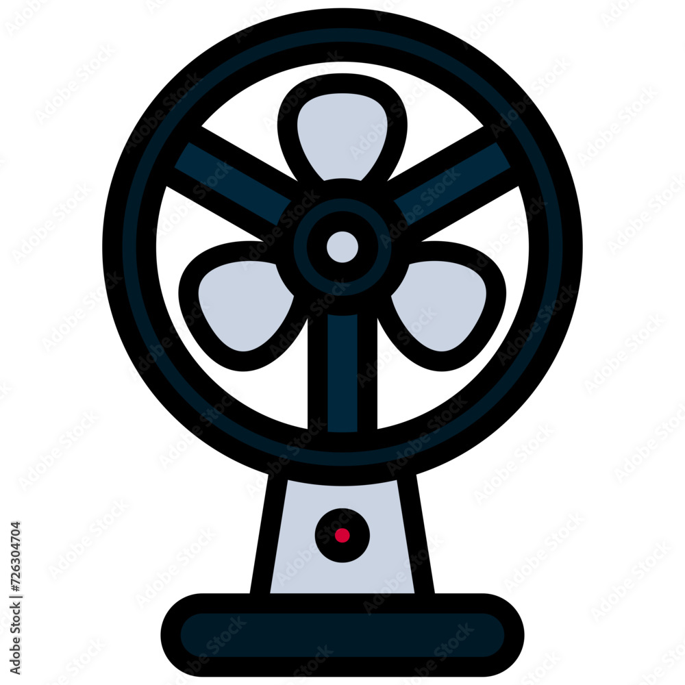 Electric Fan icon, outline flat design style icon, outline colour icon vector illustration. Electric Fan icon, outline flat design style icon, outline colour icon vector illustration.