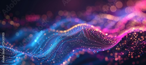 abstract background of colorful lines and lights with dark sky