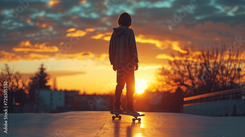  teen on skatingboard  street photo ai