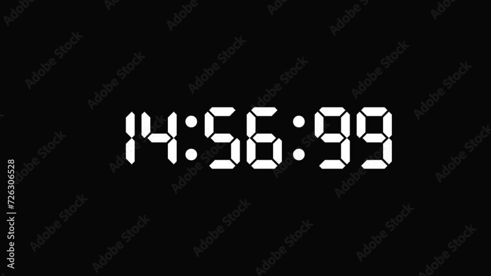 15 minutes digital countdown clock animation, 4k