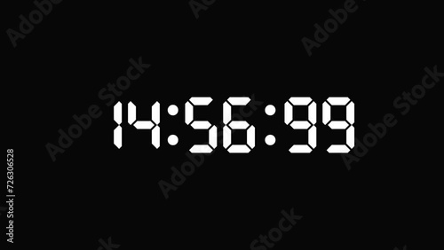 15 minutes digital countdown clock animation, 4k