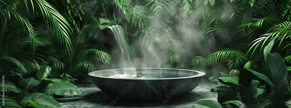 Vector illustration of boiling water in a pot and garden, with various kitchen items and food-related elements in red, black, and green Vector illustration of boiling water in a pot and garden, with various kitchen items and food-related elements in red, black, and green