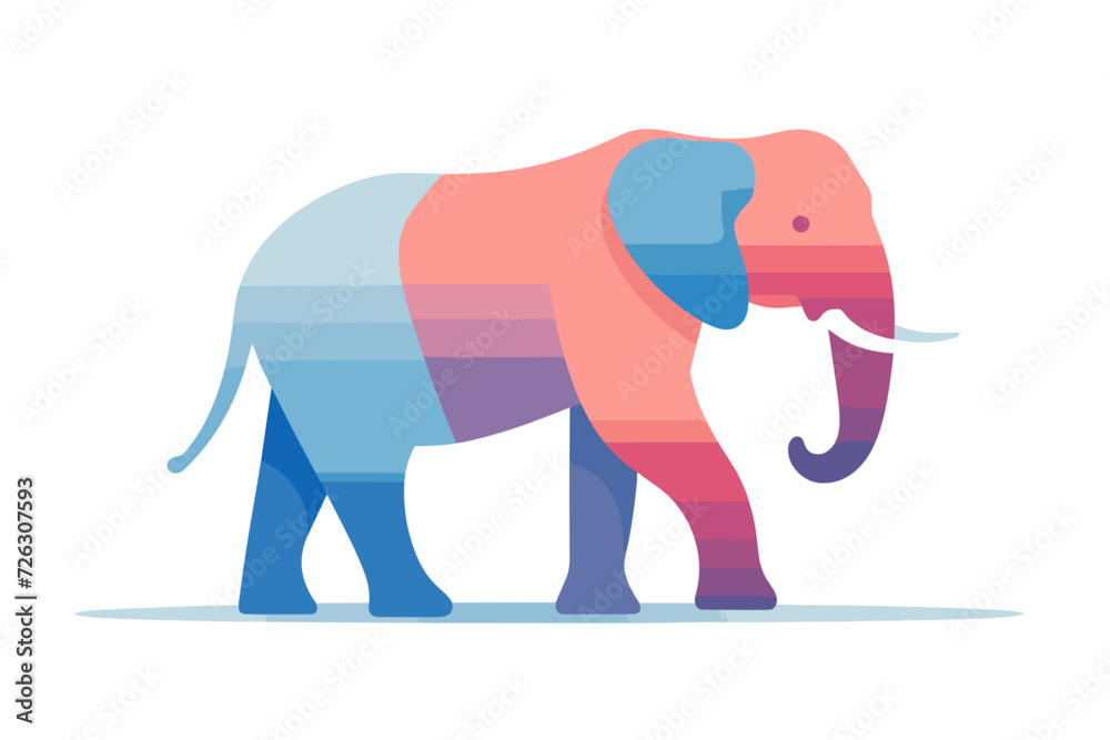 A striking vector illustration of an elephant featuring vibrant and gradient colors, beautifully displayed on a clean white background.