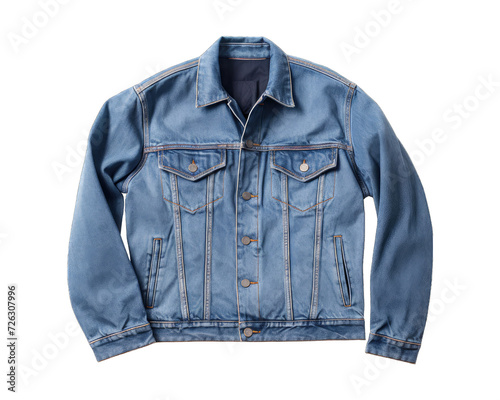 Blue denim jacket isolated on white background. Denim Jacket on  png transparent background