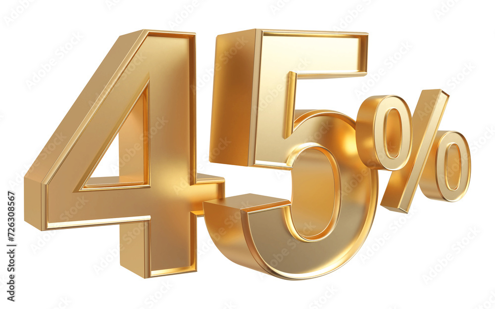 45 percent off discount number golden 3d render 45 percent off discount number golden 3d render