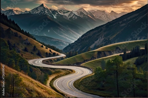 Winding road in the mountains-