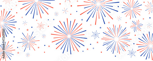 USA 4th of July independence day or president day celebration, festival vector banner, explosion firecracker background