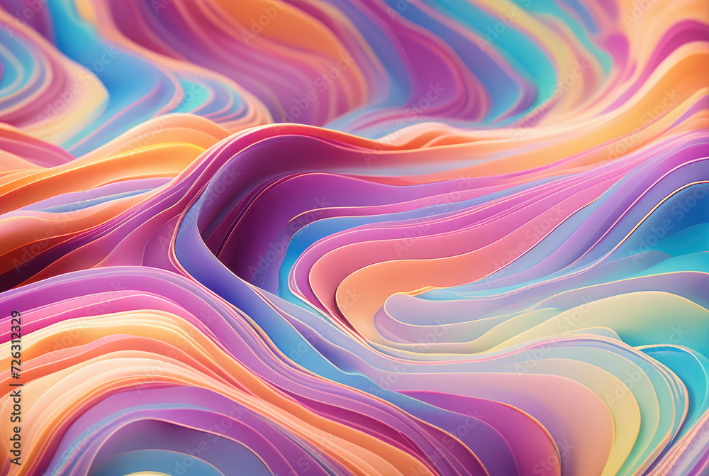 3D of Pastel Colorful Abstract Swirls 3D of Pastel Colorful Abstract Swirls