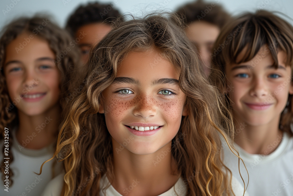 Smiling Child's Close-Up Portrait with Beautiful Eyes and Youthful Expression Smiling Child's Close-Up Portrait with Beautiful Eyes and Youthful Expression