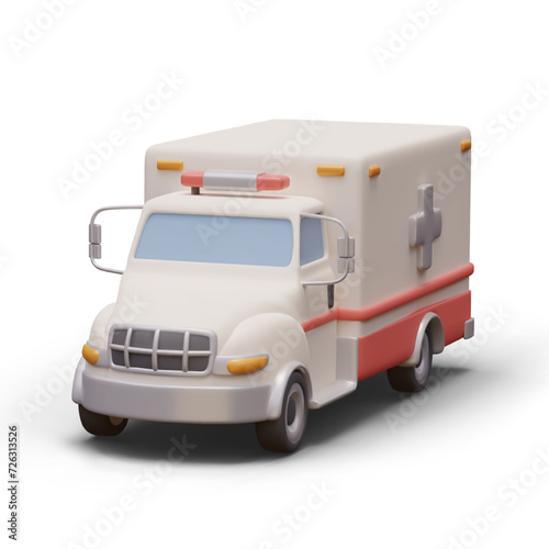 3D transport of hospitals, clinics. Ambulance. Color vector vehicle