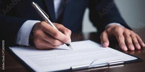 Businessman Confidently Approves Project Concept With A Pen On Quality Control Checklist. Сoncept Quality Control Checklist, Project Concept Approval, Businessman Confidence, Pen Approval © Ян Заболотний