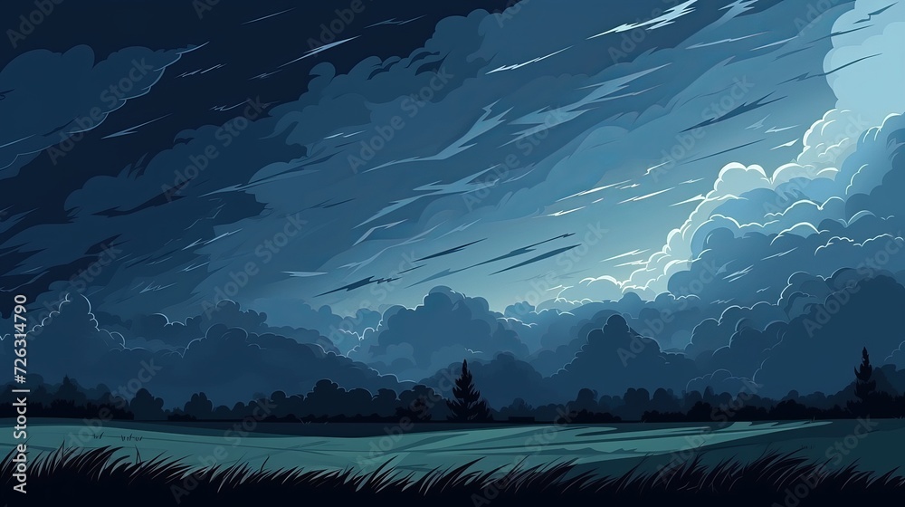 Fototapeta premium Stormy night sky in the countryside social banner