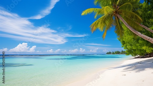 Tropical maldives island with white sandy beach and sea palm © Tahir