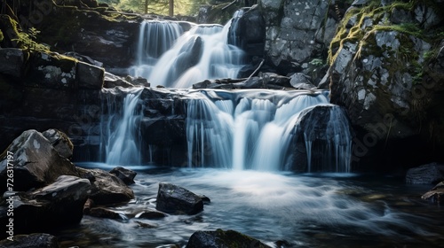 Waterfall over rocks © Tahir
