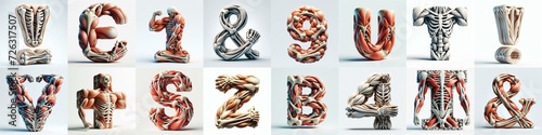 3D lettering what blend Bones and Muscles. AI generated illustration