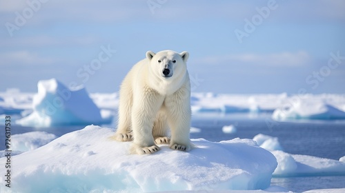 Wild polar bear on pack ice in arctic