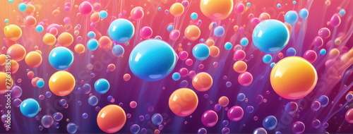 Vivid Liquid Rainbow with Floating Spheres photo