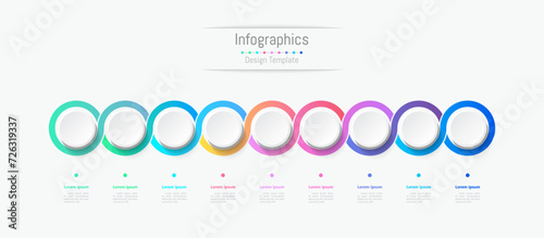 Infographic 9 options design elements for your business data. Vector Illustration.