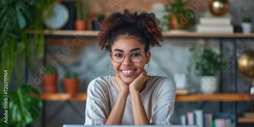 Energetic Young Woman Embraces Online Learning With Enthusiasm. Сoncept Online Learning Benefits, Digital Resources For Education, Interactive Learning Platforms, Effective Study Techniques