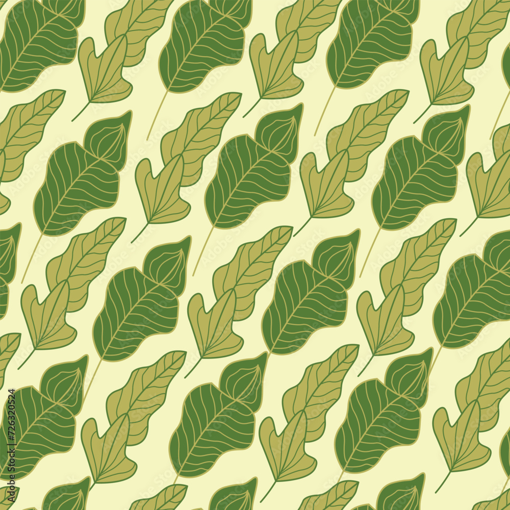 seamless pattern with green leaves.