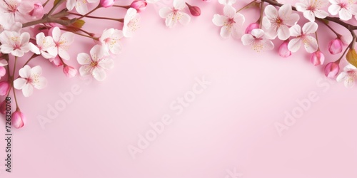 Spring Themed Greeting Card Template With Cherry Blossoms Border On Pink Background. Сoncept Nature Photographer For Hire, Tips For Landscape Photography, Capturing Wildlife In Action © Ян Заболотний