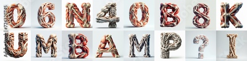 3D lettering what blend Bones and Muscles. AI generated illustration photo