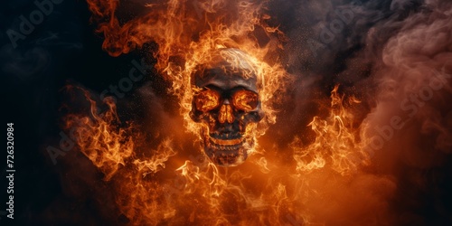 The Fiery Skull Emits A Powerful Scream  Exuding An Epic Intensity.   oncept Adventure Quest  The Secrets Of Ancient Relics  Uncharted Jungle Expedition  Mystical Creatures Encounter