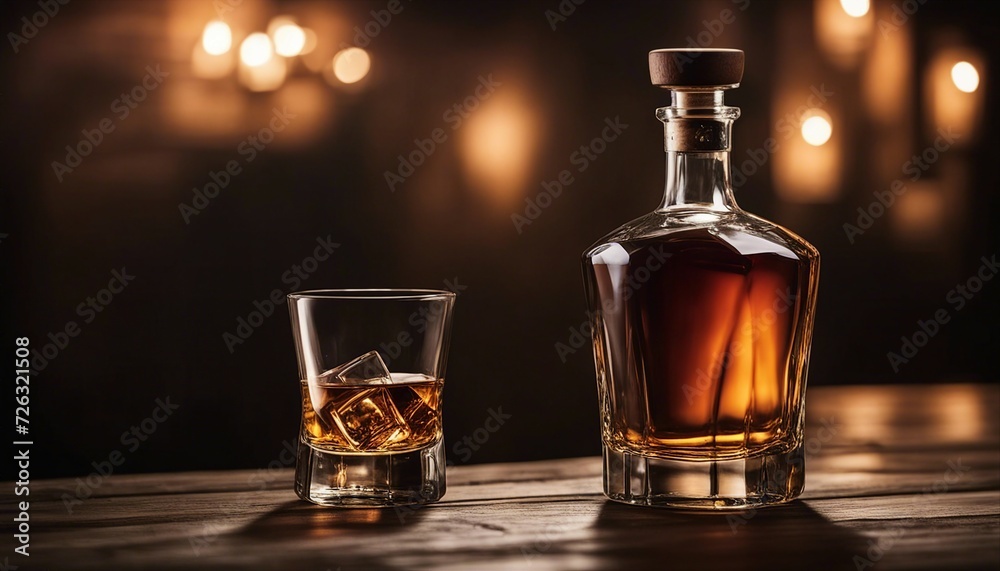 empty whiskey bottle and whiskey glass on a wooden whiskey barrel; isolated in dark background
empty whiskey bottle and whiskey glass on a wooden whiskey barrel; isolated in dark background