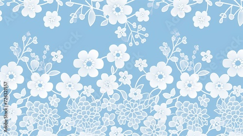 Seamless pattern of white lace on a light blue background